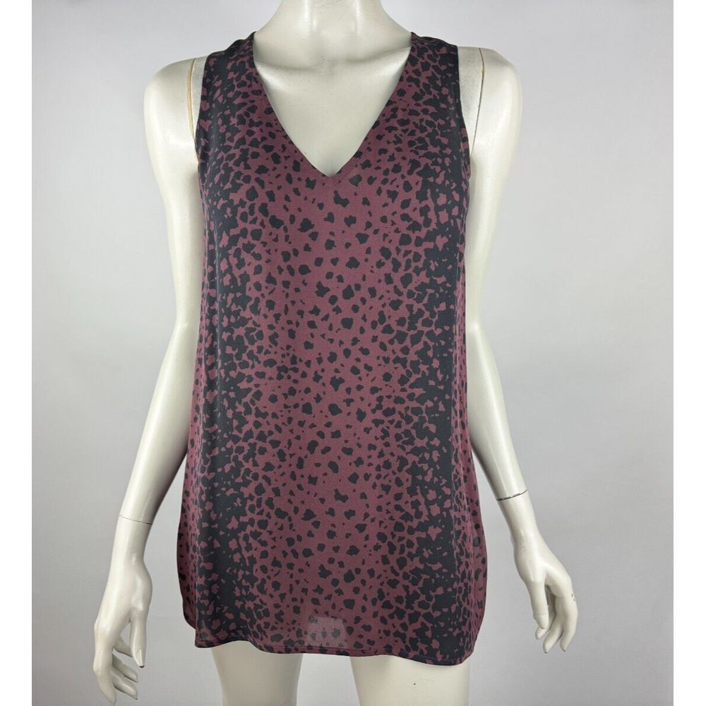 Vince V-neck Leopard Silk Tank Top Women XS NWOT Washable Pullover Tunic